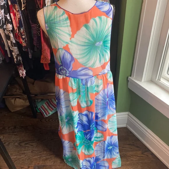 Women's bathing suit sheer cover RESORT by Chuck A. Size L Orange Floral - Picture 7 of 13